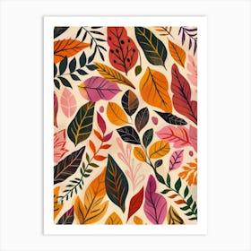 Autumn Leaves Seamless Pattern 5 Art Print