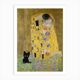 Art The Kiss, Gustav Klimt  Inspired Art Print Cat Art Print