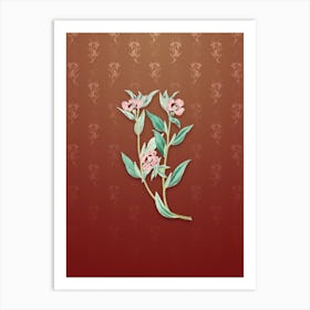 Vintage Longed Enothera Botanical on Falu Red Pattern n.2490 Art Print