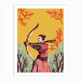 Samurai Illustration Floral 2 Art Print