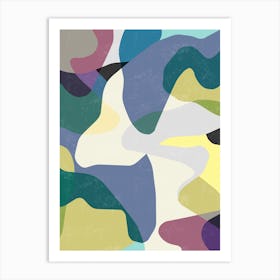 Abstract Camouflage Purple Yellow Art Print