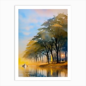 Watercolour Of Trees Art Print