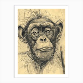 Pencil Ape Art Print