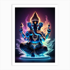 Ganesha Neon Art Art Print