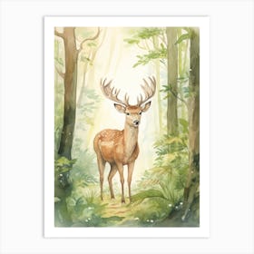 Storybook Animal Watercolour Elk 2 Art Print