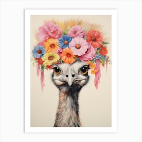 Bird With A Flower Crown Emu 1 Art Print