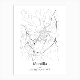 Montilla,Spain Minimalist Map Art Print