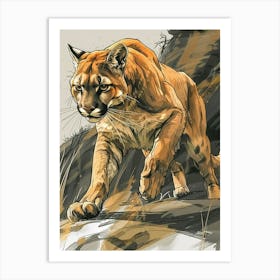 Cougar Precisionist Illustration 4 Art Print