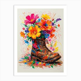 Flowers In A Boot Art Print