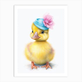 Duckling With A Flower On The Head Illustration 2 Art Print