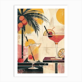 Art Deco Tropical Cocktails Art Print