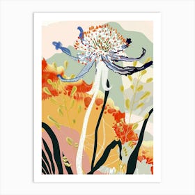 Colourful Flower Illustration Queen Annes Lace 4 Art Print
