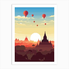 Sunset In Bagan - Myanmar 1 Art Print