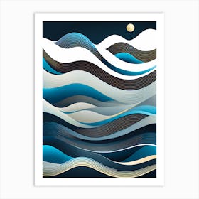 Waves In The Sky, vector art Art Print