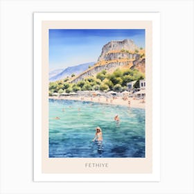 Swimming In Fethiye Turkey 2 Watercolour Poster Art Print