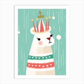 Little Llama 1 Wearing A Crown Art Print