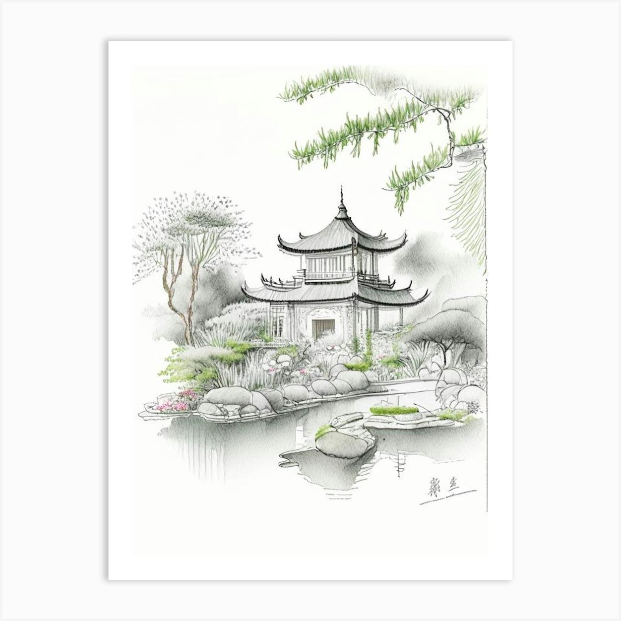 Chinese Garden Drawings Color
