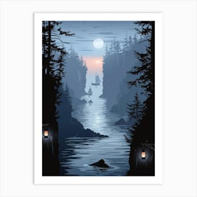 Night At The Cliffs Art Print