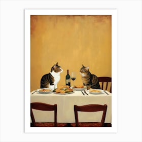 Cats At The Dinner Table Art Print