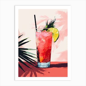 Red Tropical Cocktail 3 Art Print