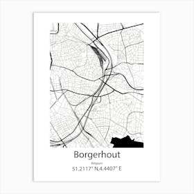 Borgerhout,Belgium Minimalist Map Art Print