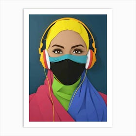 Muslim Woman With Headphones 2 Art Print
