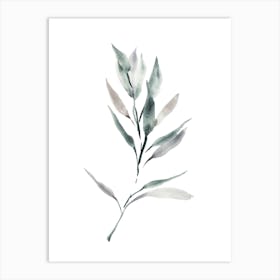 Watercolor Leaf, Sage Green Leaf 6 Art Print