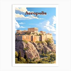 Acropolis Greece Athena Temple Modern Travel Art Art Print