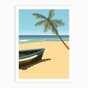 Boat On The Sandy Beach Art Print