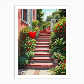 Colorful Stairway With Heart (7) Art Print