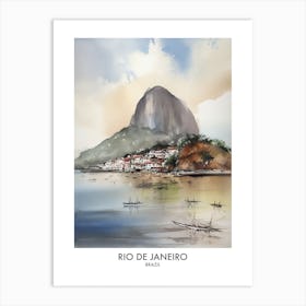 Rio De Janeiro Brazil Watercolour Travel Poster Art Print
