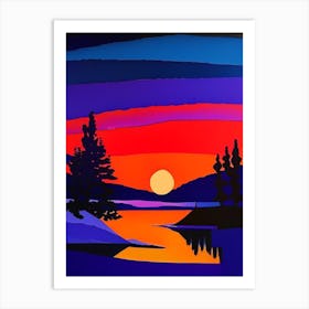 Icy Abstract Sunset Art Print