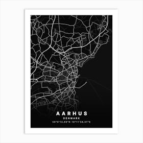 Aarhus Denmark Black Map Art Print