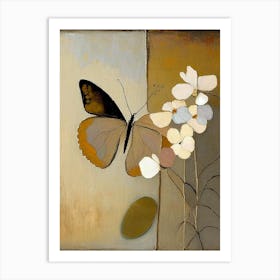 Butterfly And Flowers 1, Symbol Abstract Painting Art Print
