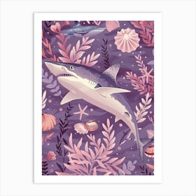 Purple Mako Shark Illustration 2 Art Print