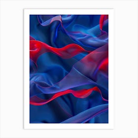 Abstract Blue And Red Fabric Art Print