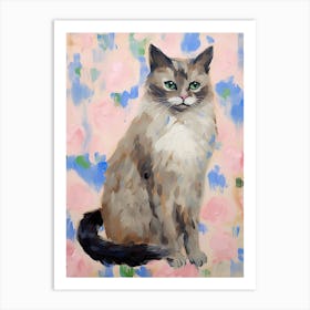 A Ragdoll Cat Painting, Impressionist Painting 3 Art Print