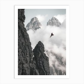 Eagle And Three Peaks Of Lavaredo, Auronzo Di Cadore, Italy Art Print