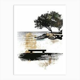 Bench On The Beach Vector Art Print