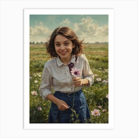 Girl In A Field Art Print