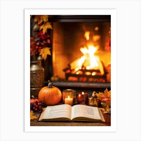 Cozy Handwritten Thanksgiving Greeting Nestled Within An Ornate Autumnal Border Featuring A Rich (4) Art Print