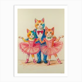 Ballerina Cats Art Print