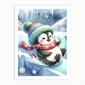 P For Penguin Nursery Art Print