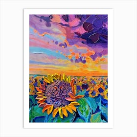 Sunflowers At Sunset 1 Art Print