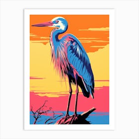 Andy Warhol Style Bird Great Blue Heron 4 Art Print