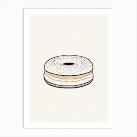 Bagel Sandwich Bagel Minimalist Line 1 Art Print