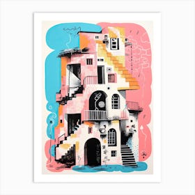 A House In Rome, Abstract Risograph Style 1 Art Print