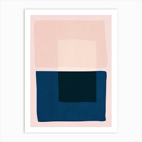 Color Block Pink Navy Blue Art Print