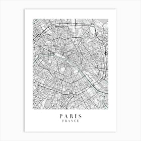 Paris France Street Map Minimal Color Art Print