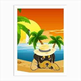 Osca the Rottweilers  is in his Tropical Paradise Art Print